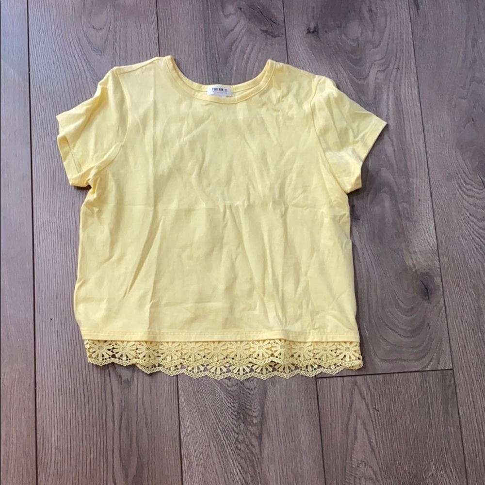 Forever 21 Girls Yellow Cropped Shirt